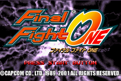 Final Fight One title screen for GameBoy Advance